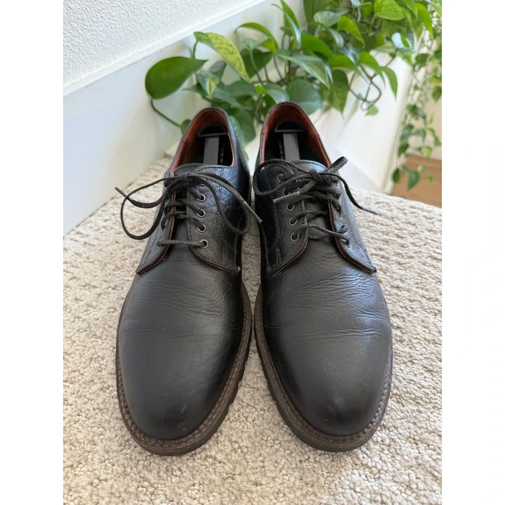 VINTAGE H.S. Trask Bison Leather Derby Shoes Men‎ 12 N Black Lug Sole USA Made